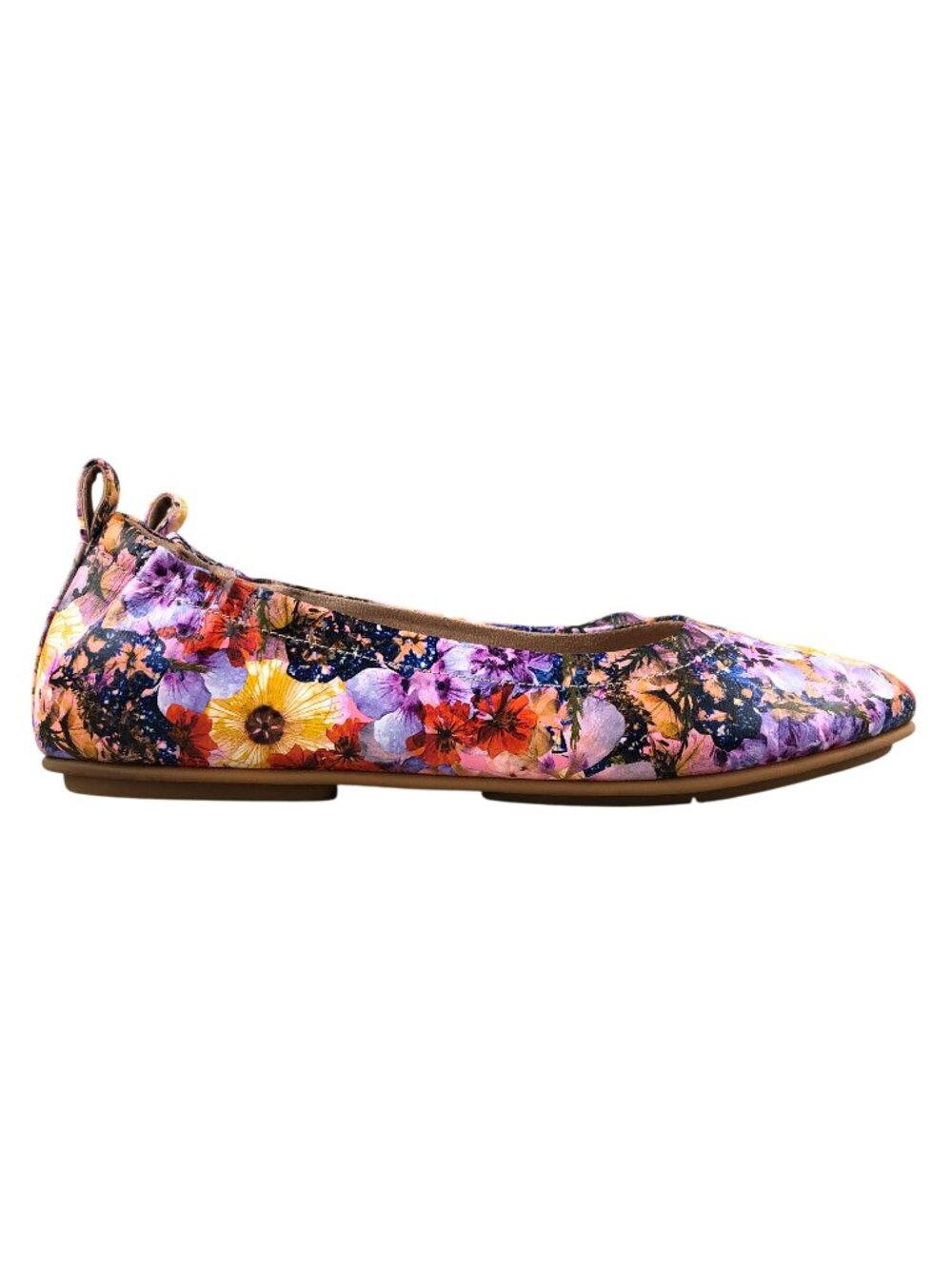 FitFlop Women's Size 7.5 Allegro Flowercrush Oyster Purple Blue Leather Flats